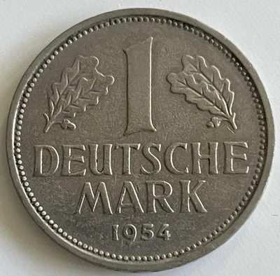 BRD Germany 1 DM Deutsche Mark 1954 D f. stgl AU - Bild 1 von 2