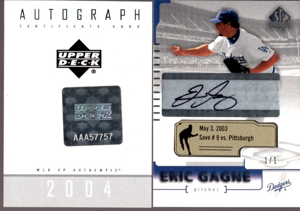 Eric Gagne 2004 SP Auténtico #62 Juego Fechado Recompra Autógrafo Automático #1/1 con Certificado de Autenticidad Foto 3 de 4