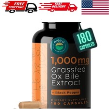 Keto-Friendly Ox Bile Salts Supplement with Black Pepper - 180 Count Capsules