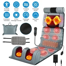 Full Body Massage Mat w/Heat Vibration Massage Pad Cushion Back Massage Gift