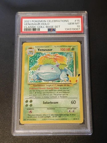 Pokemon PSA 10 GEM MINT Celebrations Venusaur 15/102 Classic Collection Holo
