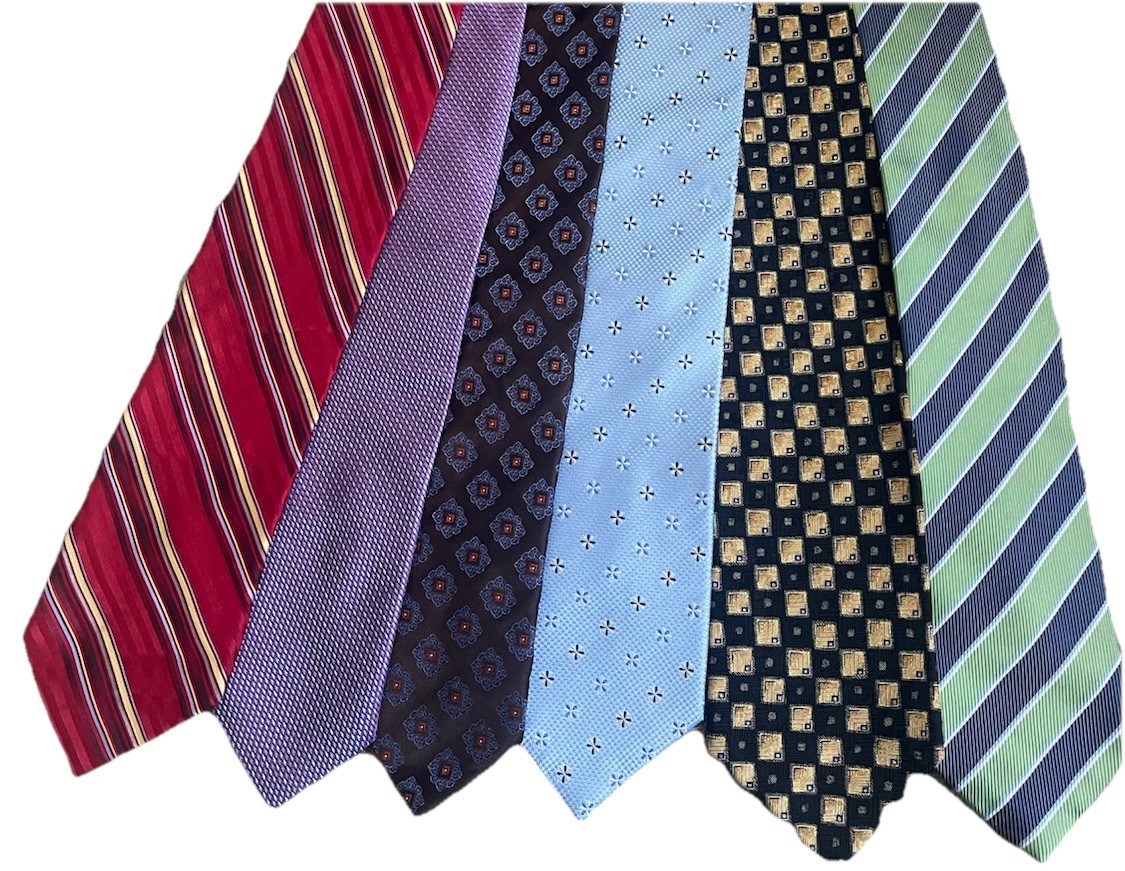 Men’s Neck Ties - Lot of 6 - Chaps Claiborne Saks Seaward Stearn Elba Reed