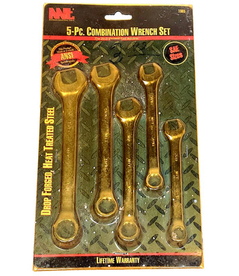 MIT 5 Piece Combination Wrench Set Chrome Carbon Steel 3/8, 7/16, 1/2, 9/16, 5/8