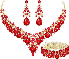 Elegant Bridal Wedding Jewelry Set for Women/Brides/Bridesmaids Teardrop Crystal