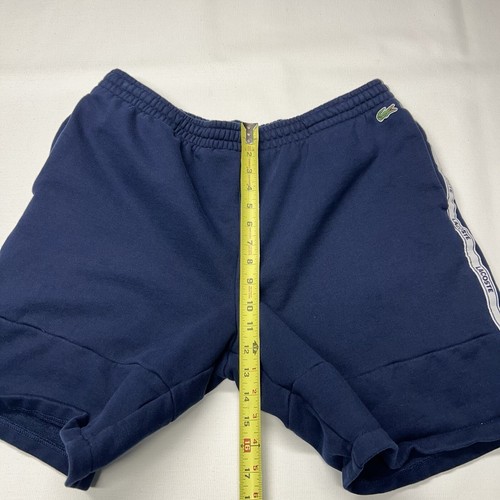 Lacoste Sweat Shorts Mens XL Blue Stripe Letter Logo Navy Jogger Drawstring Navy - Picture 18 of 19