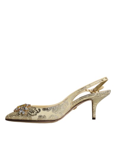Dolce&Gabbana Women Yellow Sandals Polyester Floral Print Slingback Shoes EU 37 - Picture 5 of 8