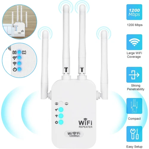 WLAN Verstärker WLAN Repeater WiFi Verstärker WLAN Range Extender mit 4xAntennas