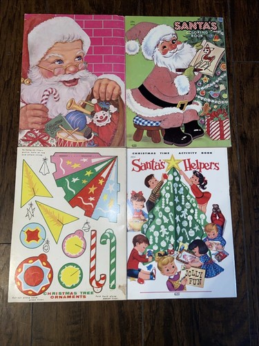 Vintage Lot of 70s LOWE Christmas Activity Coloring Books Santa Claus - 第 2/14 張圖片