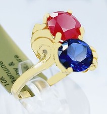 GENUINE 1.86 Cts RUBY & TANZANITE RING 10k SOLID YELLOW GOLD - Free Appraisal