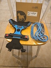 tobeDRI No Pull Dog Harness Adjustable Reflective w/ Heavy Duty 5' Leash Blue L
