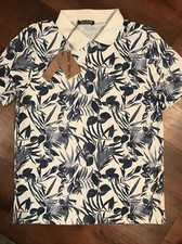 PAUL JONES Men s NWT Blue WT Polo Button Shirt Top MED Casual Athletic Comfort