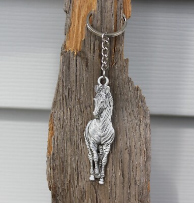 Lead Free Pewter Zebra Keychain zoo animal key chain By Hastings Pewter NEW