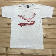 Vintage Most Precious Blood Broncos CYRA Baseball Shirt Size Small Screen Stars