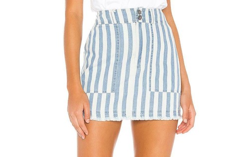 BB Dakota JACK by BB Dakota Say It In Stripes Skirt sz 2 in Off White NWT $58