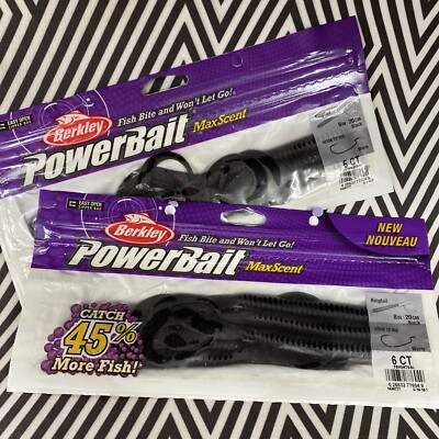 2 Packs- Berkley MaxScent Powerbait 8  Kingtail - Black - Fast Shipping!