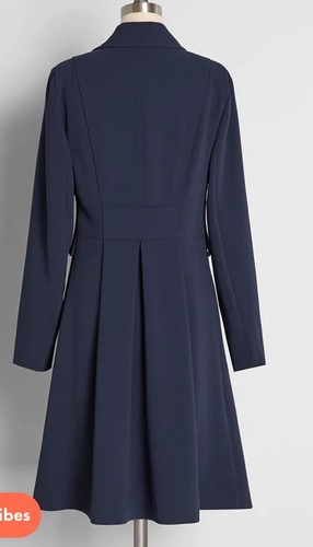 NWT Modcloth Women's Double-Breasted Along For The Ride Crepe Dress Coat Medium - Picture 5 of 17