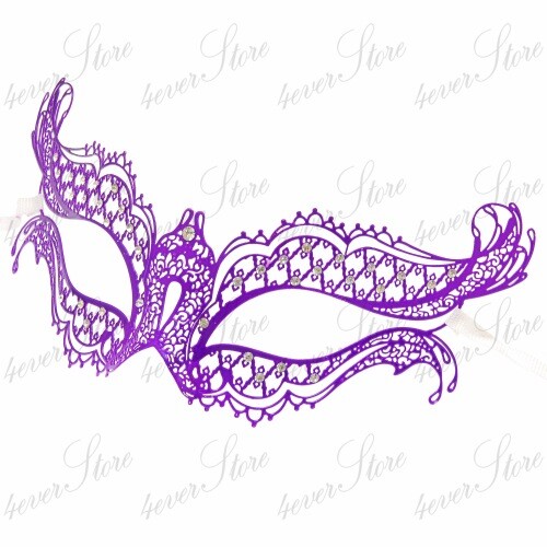 Lila Laser geschnitten Metall Damen Karneval venezianische Maskerade Maske M7119C - Bild 2 von 4