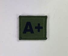 A+ Positive Blood Group Patch Badge, Green Black Army, Military Hook & Loop