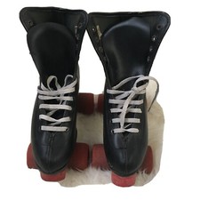 Vintage 1970  s Roller Derby Black Leather Roller Skates Size 4