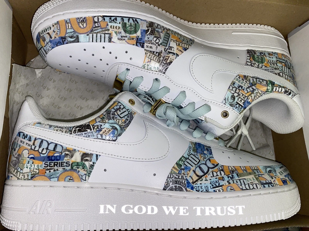 Custom Nike Air Force 1 with white doodles and gold