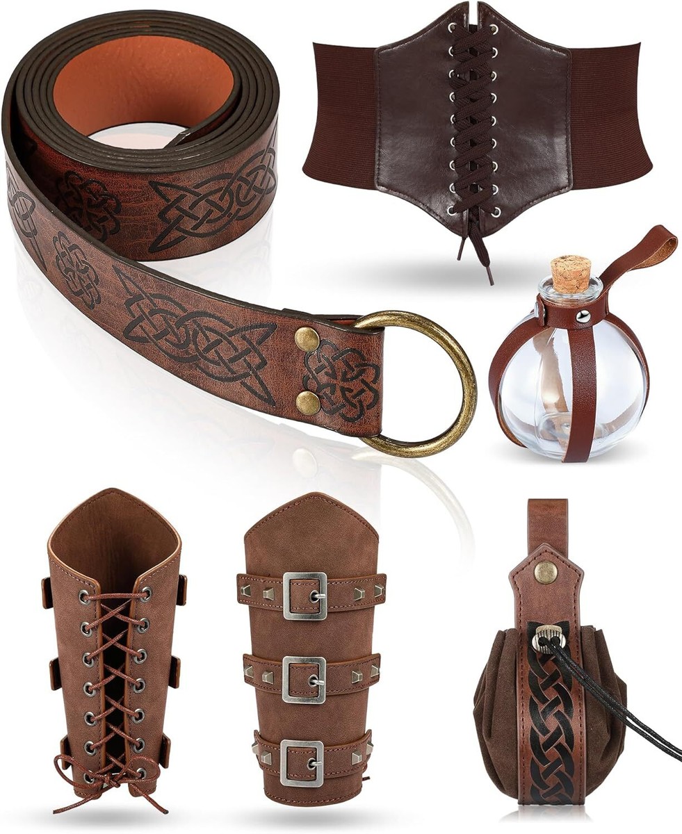 Ramede 6 Pcs Women Renaissance Accessories Medieval Leather 