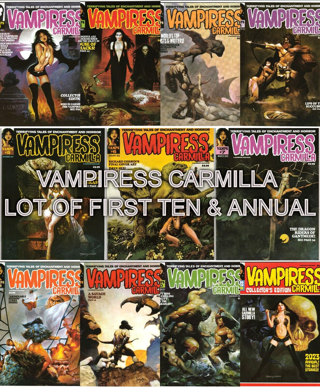 Vampiress Carmilla Magazine Lot of First Ten (10) & Annual Warrant Pubs Unread