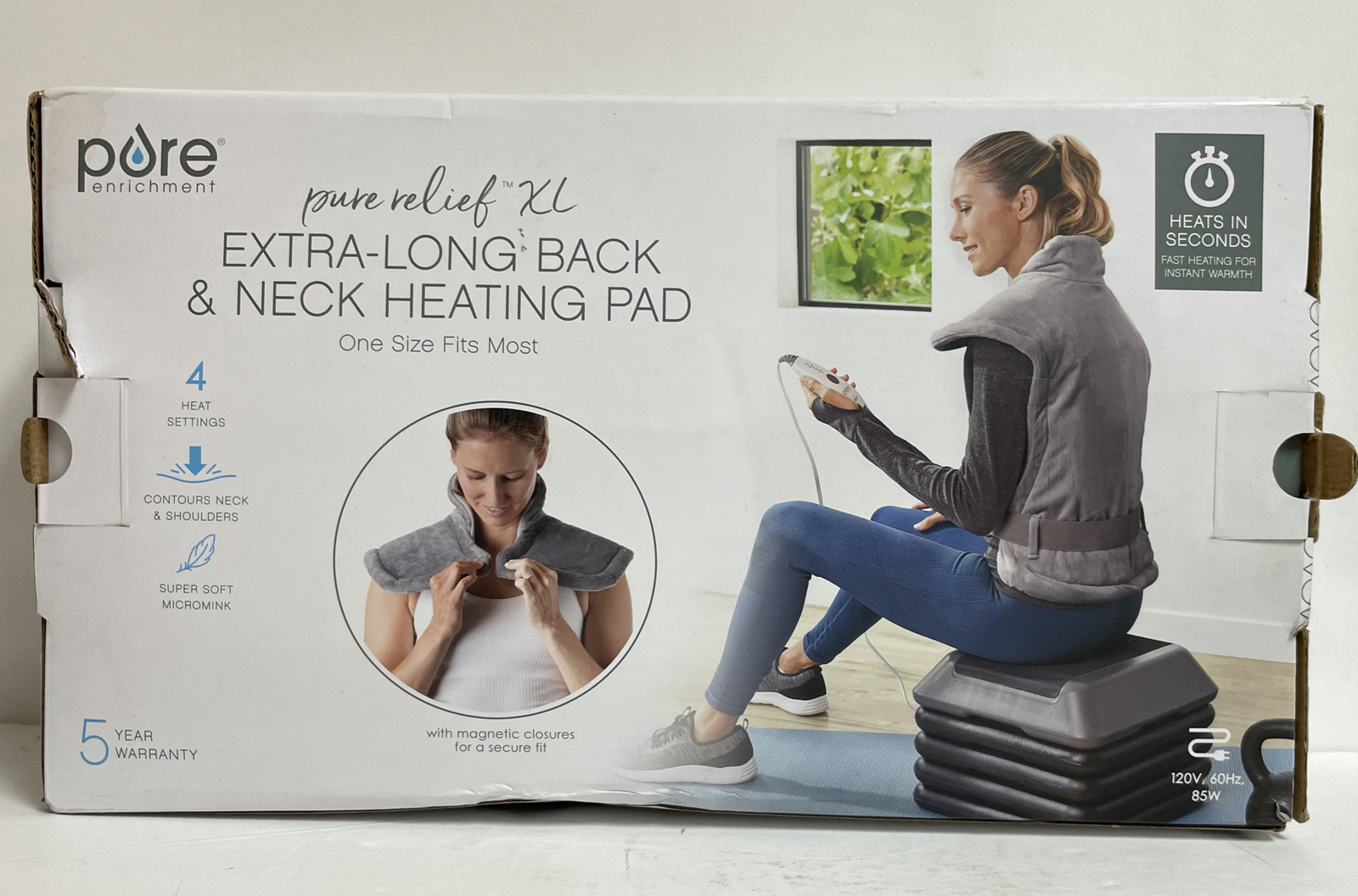 Pure Enrichment XL ExtraLong Back and Neck Heating Pad 4 Heat