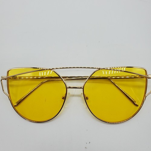 Gafas de sol para ojo de gato, amarillas, protección UV400, marco de metal | eBay