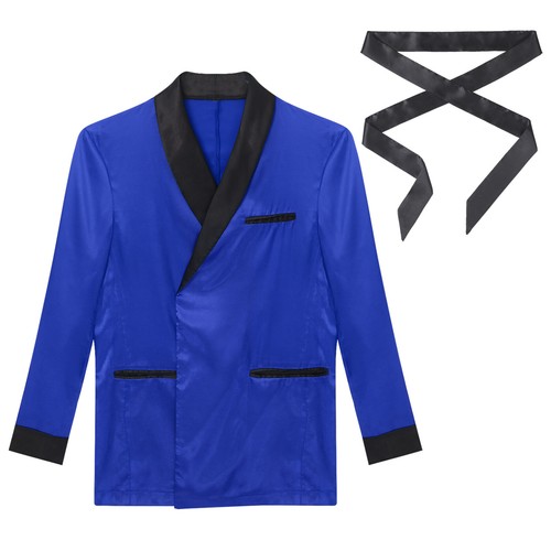 Men's Short Satin Robe with Belt Lightweight Bathrobe Pajamas Spring Summer - Picture 36 of 77