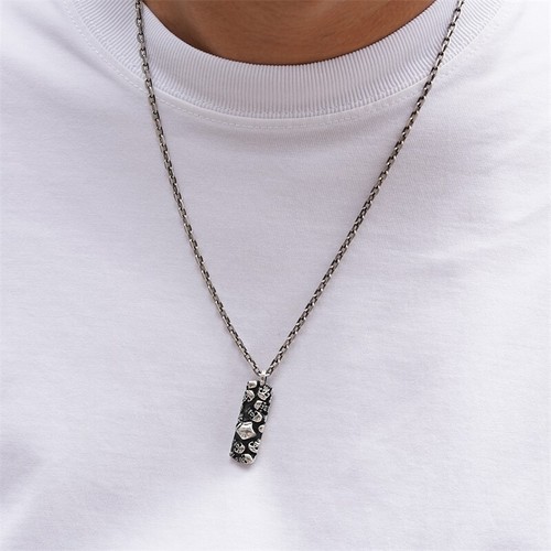 925 sterling silver handmade heavy bike Punk rectangle skull tag couple pendant - Imagen 8 de 10