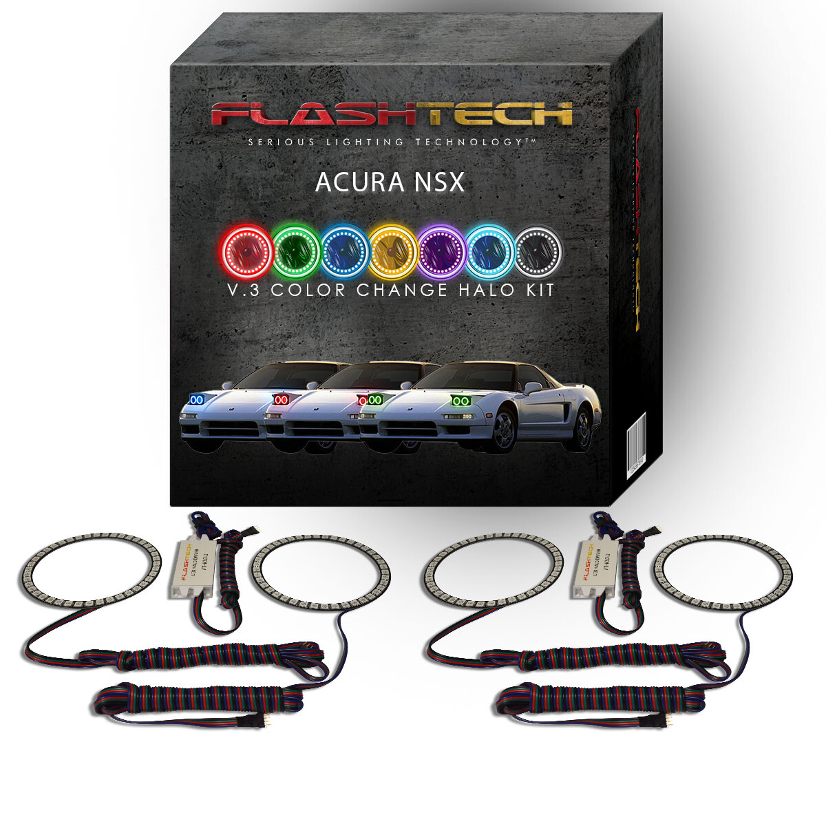 RGB Angel Eye LED Halo kit with RF Remote for 1991-2001 Acura NSX Headlights
