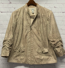 Chico's Large size 2 Women's Jacket Full Zip Snake Print Beige