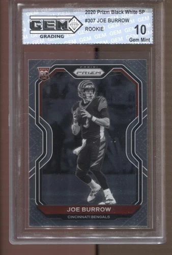 2020 Joe Burrow Prizm Black White SP #307 Gem Mint 10 RC Rookie Bengals