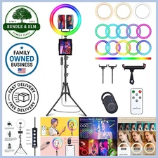 Selfie Ring Light 13 Getting Stand & Phone Holders Multi Color Modes for Makeup