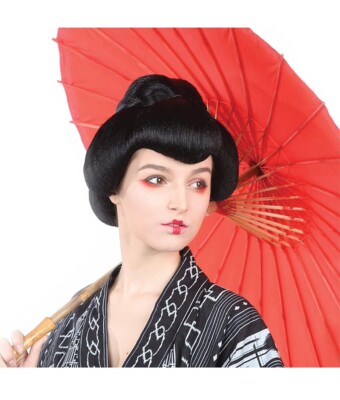 Bananenkostüme Damen Geisha Perücke schwarz, A-02-003-001