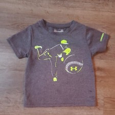 Under Armour Shirt Size 12 months Boys baby Toddler baseball gray ships 0