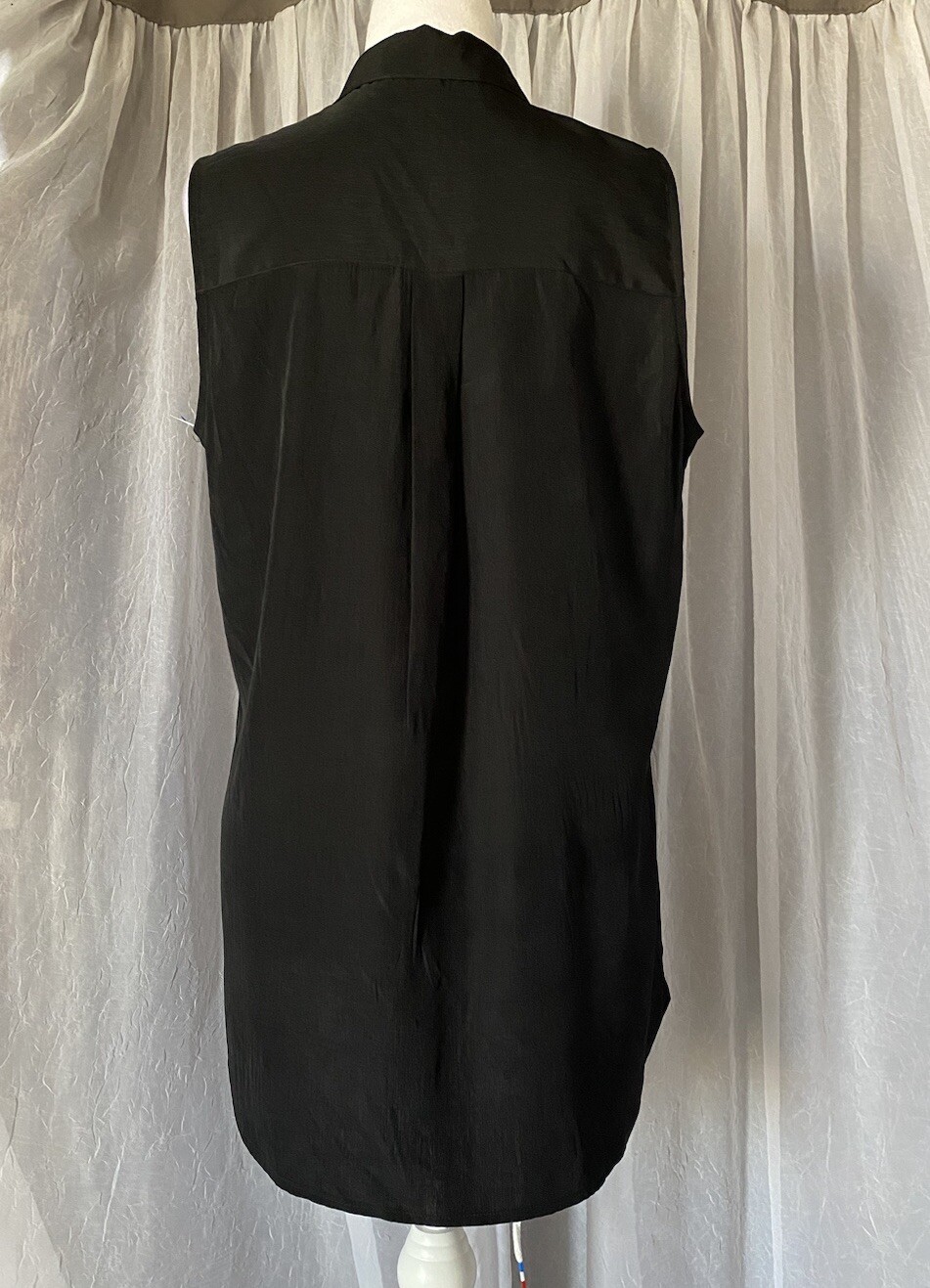 Express button up collared blouse top Black Size … - image 2