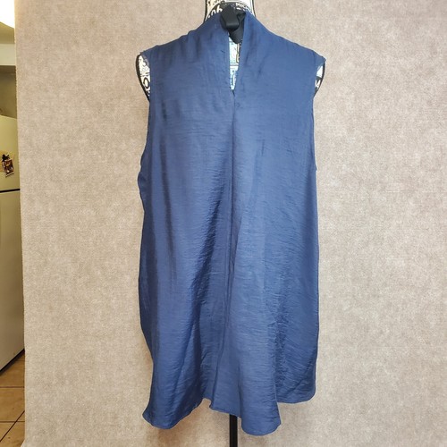 Camicia donna Simply Vera Vera Wang extra large blu cravatta schiena fluida - Foto 2 di 7