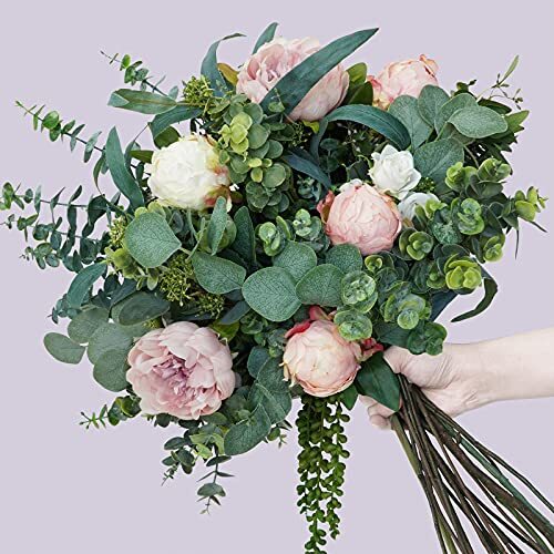 Bulk Artificial Silver Dollar Eucalyptus Leaves Picks Stems and Faux