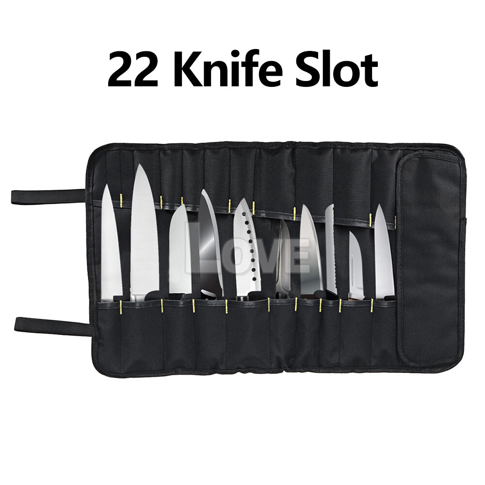 22 Slot Chef Knife Bag Roll Carry Case Portable Kitchen Cooking Storage