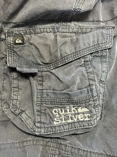 Quicksilver Cargo Shorts Boys Size Large (7) Waist 24" Utility Navy Y2K Youth - Picture 4 of 9