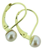 9 Ct Gold Leverback Earrings With Mauve Pearls 9 Ct Gold Leverback Earrings With Mauve Pearls