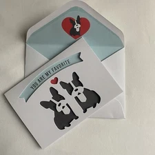 French Bulldog Boston Terrier Greeting Note Cards Envelopes - Set of 10 - Blank