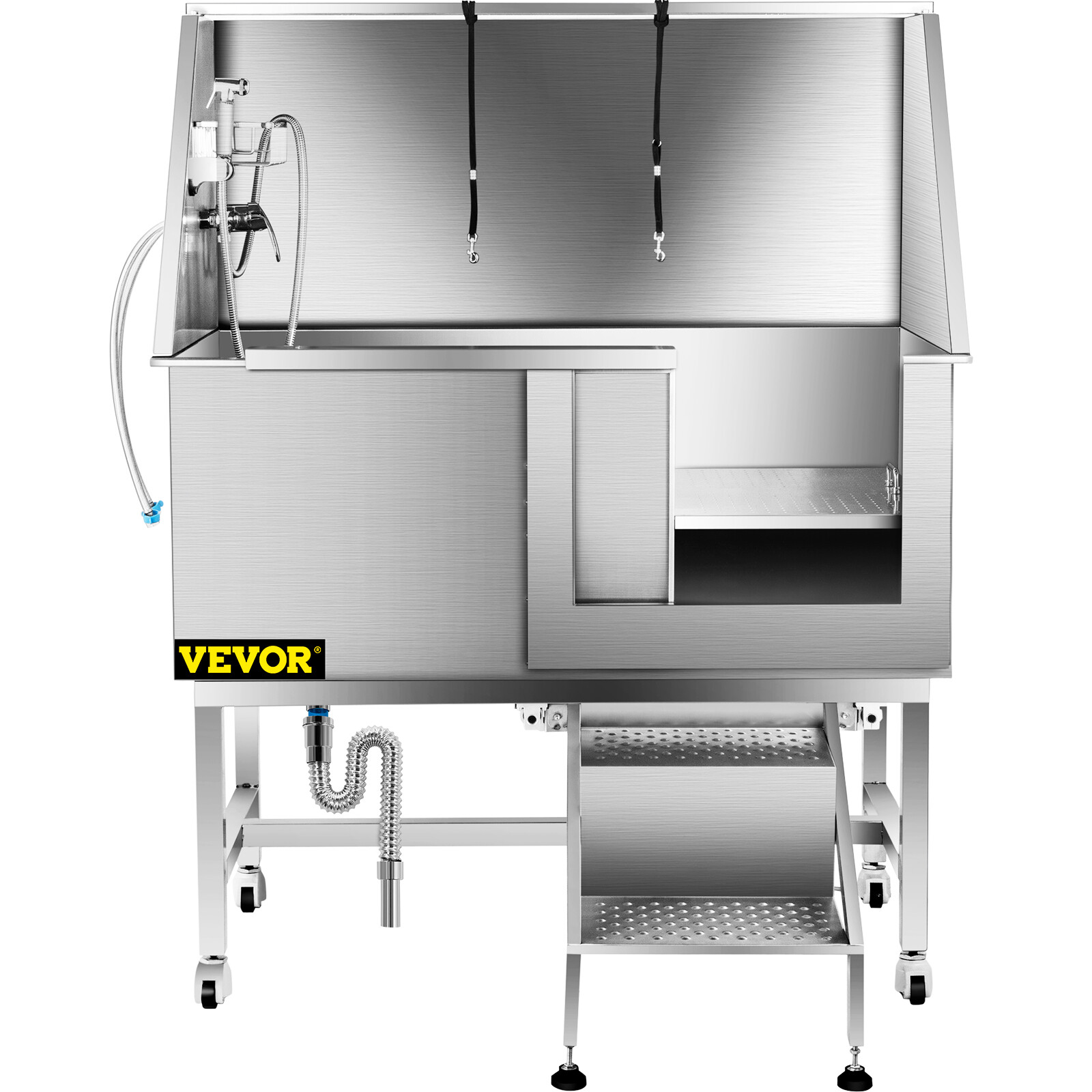 50" Dog Grooming Bath Tub Kit Stainless Steel Pet Bathing Station Wash