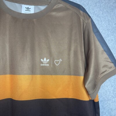 Adidas x Human Made Brown Stripe Graphic T-Shirt Size Small | eBay