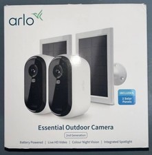 Arlo Essential Outdoor Pack of 2 Cameras with 2 Solar Panel Chargers (2nd Gen)