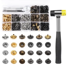120 Sets 10mm Snap Fasteners Kit, 6 Color, 4 Tools, Hammer, Metal Snap Buttons