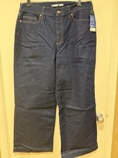 Lands  End Wide Leg Jeans Women  s Size 16 Dark Wash Cotton Blend High Rise NWT