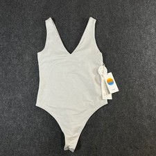 Vuori Halo Bodysuit Salt Heather Grey V-Neck DreamKnit VW1112 Womens Small NWT