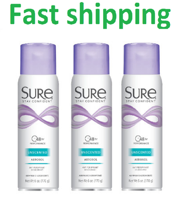 #ad #ad 3 PACK Sure Aerosol Unscented Anti Perspirant Deodorant 6 oz $14.58
